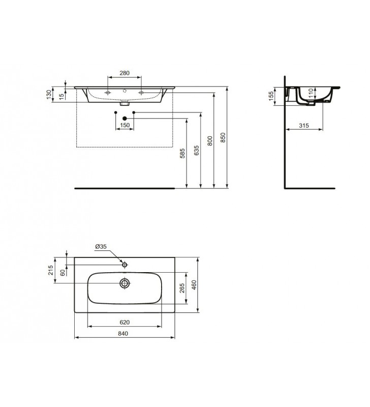 Baldinis praustuvas Ideal Standard i.life A, 84 cm