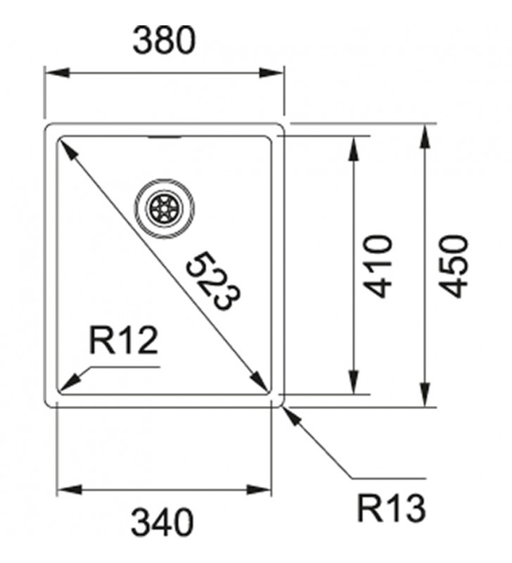 Nerūdijančio plieno plautuvė Franke Box, BXX 210/110-34, ekscentrinis ventilis