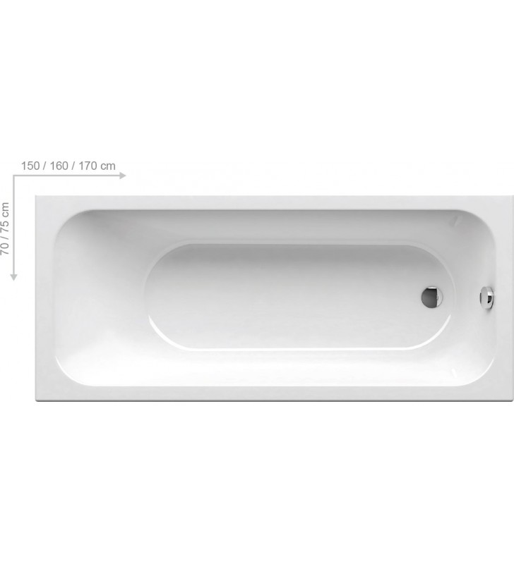 Stačiakampė vonia Ravak Chrome Slim, 180x80 sniego baltumo