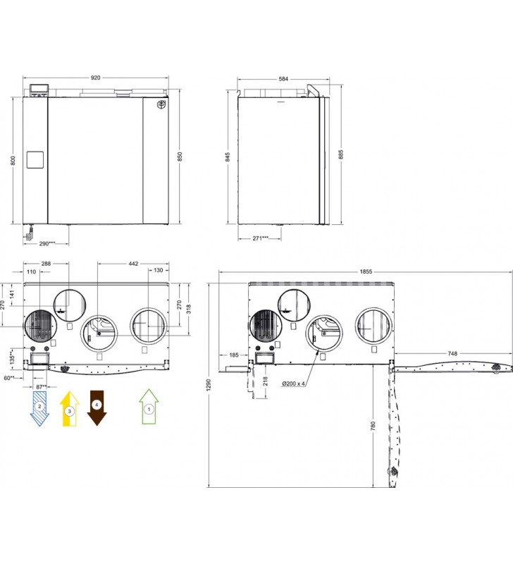 Rekuperatorius SystemAir Save, vertikalus, rotacinis, VTR 500, kairinis