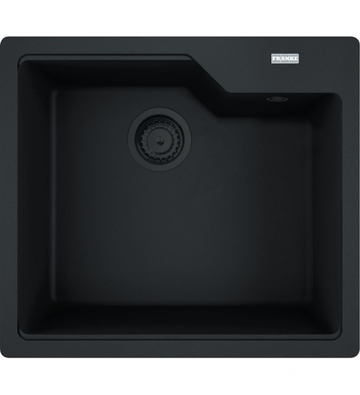 Granitinė plautuvė Franke Urban, UBG 610-56, juoda matinė, juodas ventilis