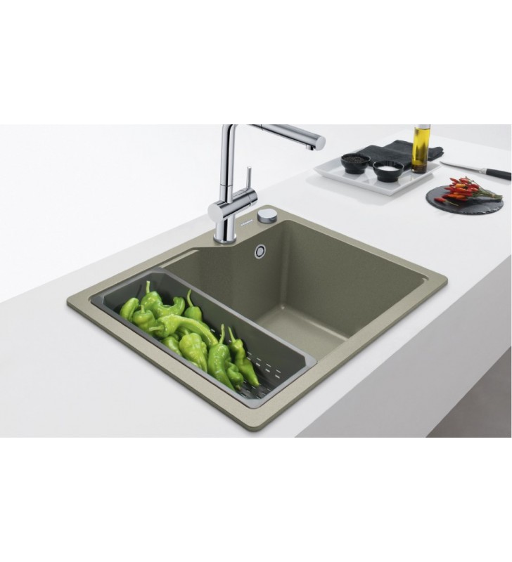 Granitinė plautuvė Franke Urban, UBG 610-56, juoda matinė, juodas ventilis