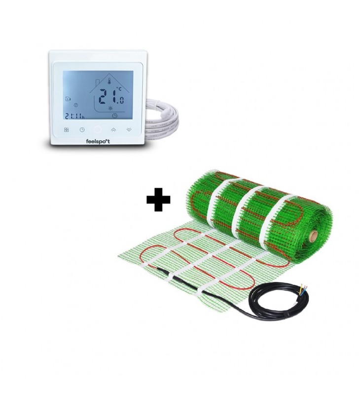 Grindinio šildymo tinklelis Wellmo MAT + programuojamas termostatas Feelspot WTH-51.36 NEW