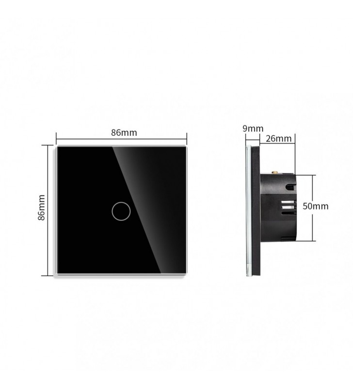 WiFi vienpolis sensorinis jungiklis Feelspot, juodas 600W