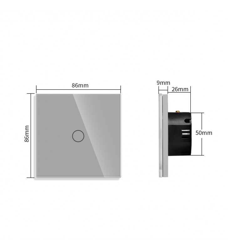 WiFi vienpolis sensorinis jungiklis Feelspot, pilkas 600W