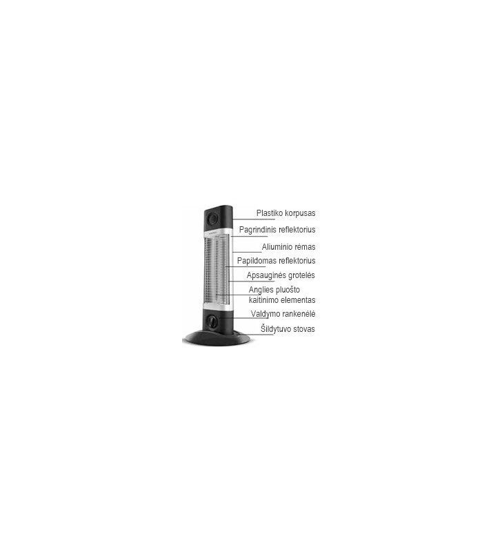 Anglies pluošto infraraudonųjų spindulių šildytuvas Veito CH1200 LT, juodas