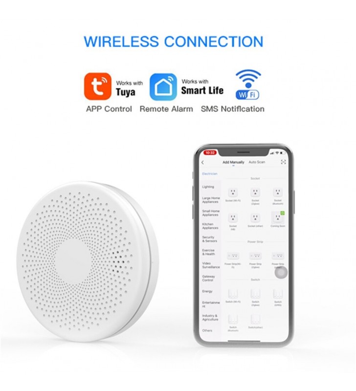 Išmanusis dūmų ir CO2 jutiklis Feelspot FS-CSS01W WiFi, Tuya