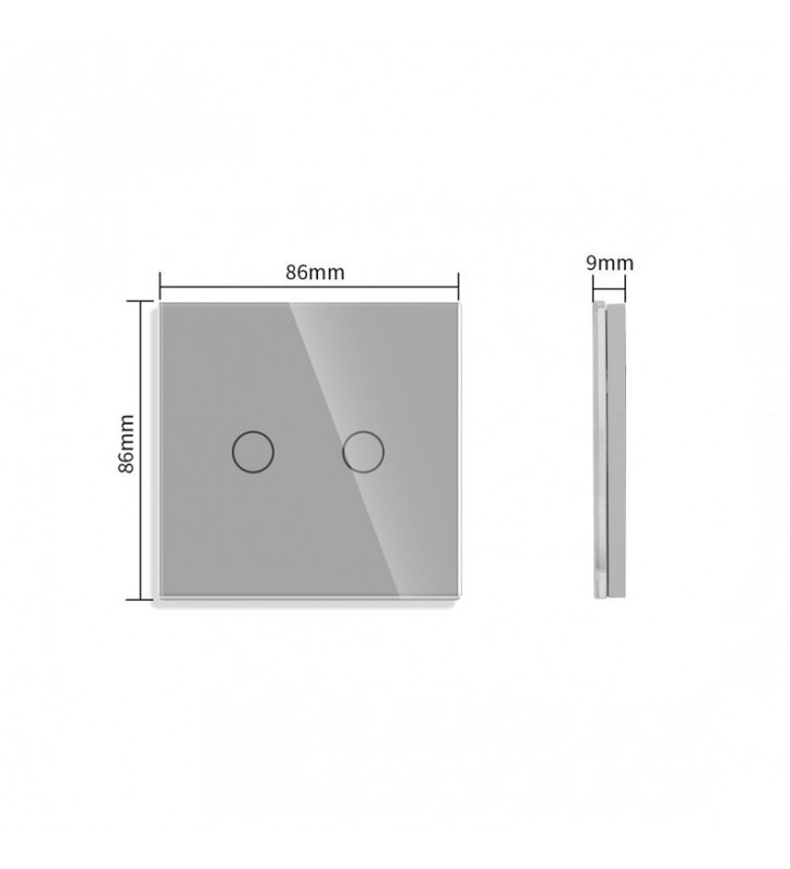 Dvipolis sensorinis jungiklio dangtelis Feelspot, pilkas, 86x86mm