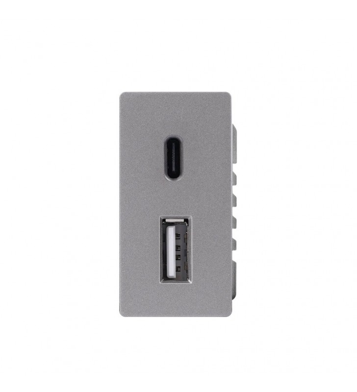 1/2 greito krovimo lizdas Feelspot USB+C, be rėmelio, pilkas, 20W