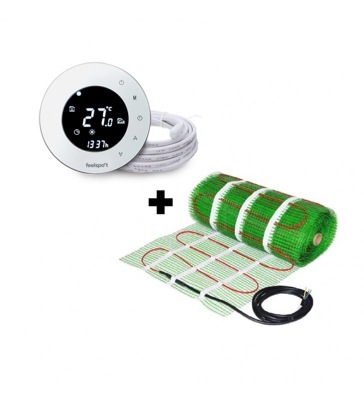 Grindinio šildymo tinklelis Wellmo MAT + programuojamas termostatas Feelspot WTH93.36
