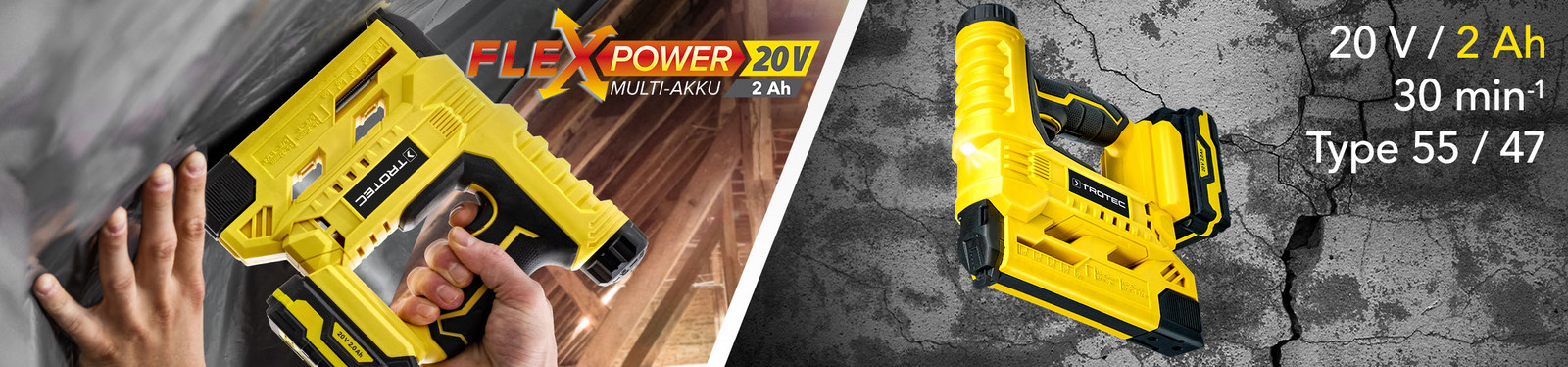 Akumuliatorinis kabių pistoletas Trotec PTNS 10-20V
